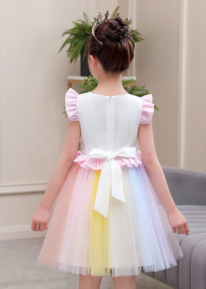 DIY White Embroideried Patchwork Ruffled Cotton Baby Girls Dresses Butterfly Sleeve - Image 5