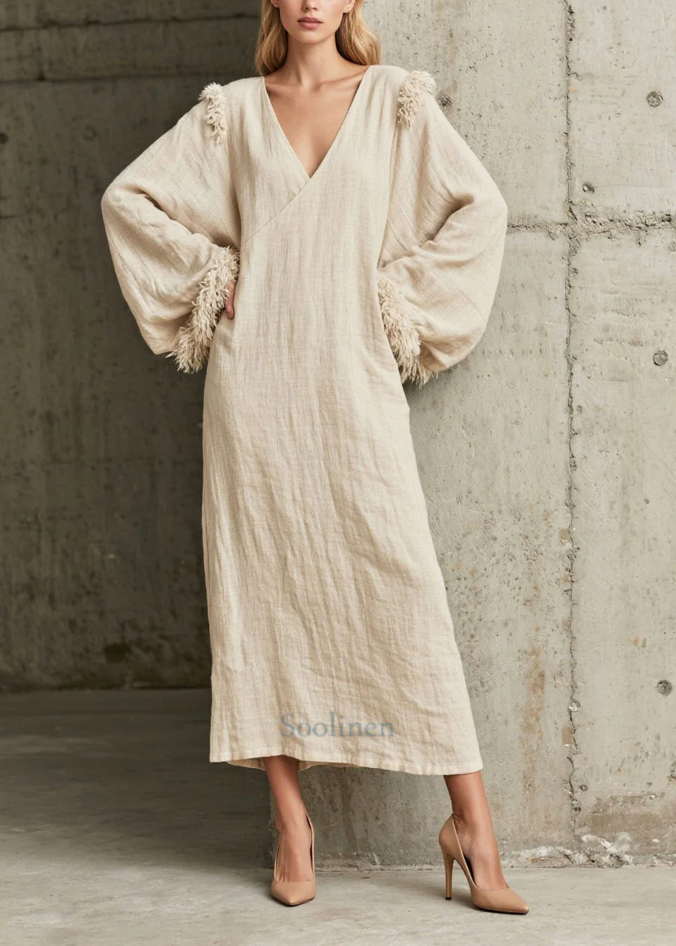 DIY White Oversized Patchwork Faux Fur Dresses Fall - Image 3