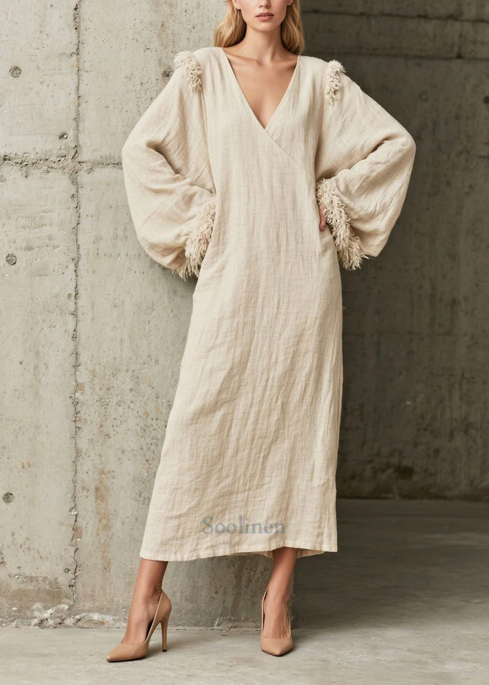 DIY White Oversized Patchwork Faux Fur Dresses Fall - Image 5