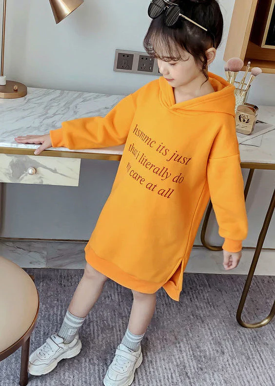 DIY Yellow Hooded Patchwork Warm Fleece Baby Girls Sweatshirts Dress Winter - Image 2