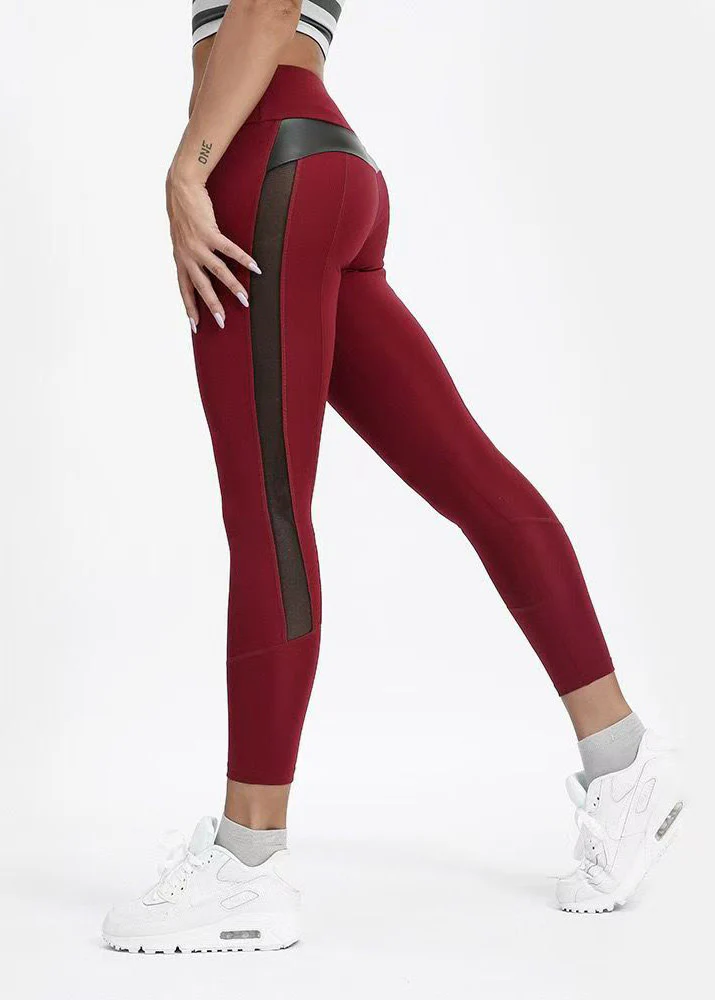 Dynamic Black Tummy Control Mesh Panel Leggings Capri - Image 2