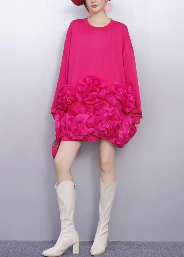 Editorial Style Black Voluminous White Bloom T Shirt Dress - Image 2