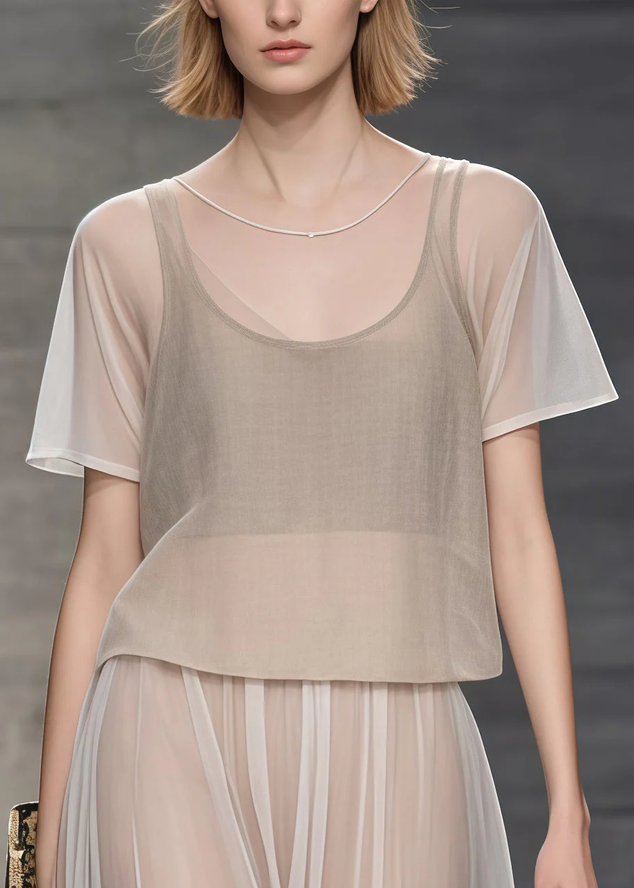 Elegant Apricot Oversized Draping Tulle Holiday Dress Two Piece Set Summer - Image 2