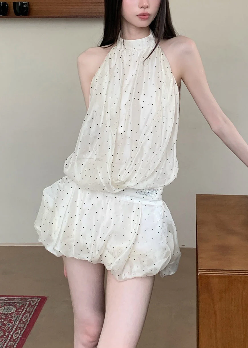Elegant Apricot Turtleneck Dot Patchwork Tulle Mid Dresses Sleeveless - Image 2