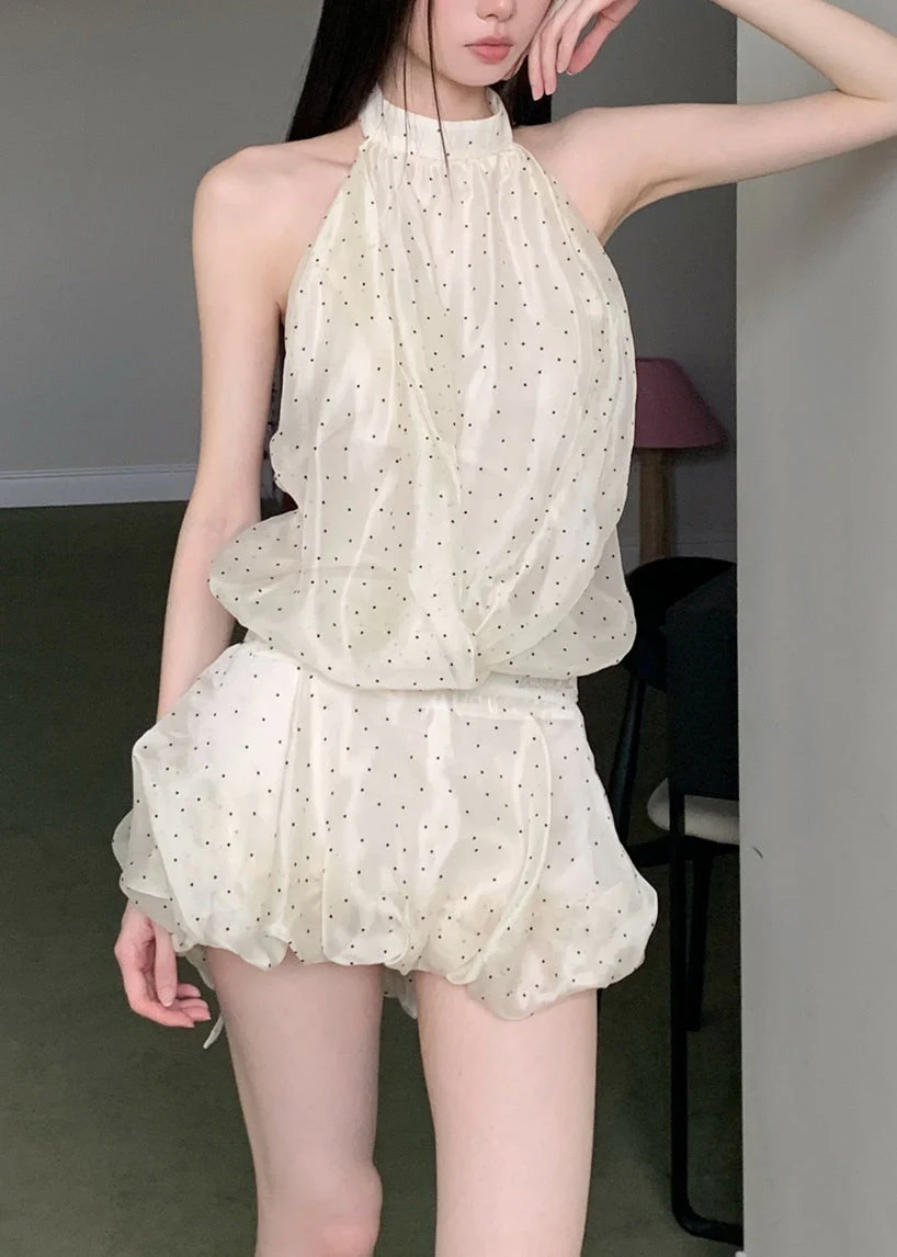 Elegant Apricot Turtleneck Dot Patchwork Tulle Mid Dresses Sleeveless - Image 3