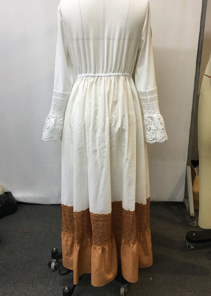 Elegant Beige Hollow Out Tunic Maxi Dress Summer - Image 5