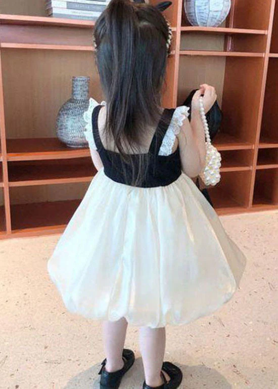 Elegant Black Bow Lace Patchwork Tulle Baby Girls Dress Summer - Image 5