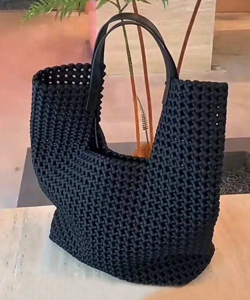 Elegant Black Large Capacity Hollow Out Shoulder Handbag - Image 4