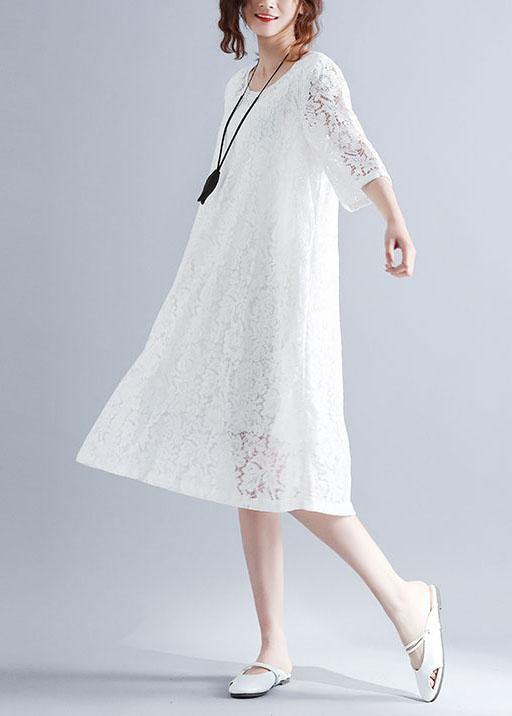 Elegant Black Loose Lace Summer Half Sleeve Summer Dress - Image 5