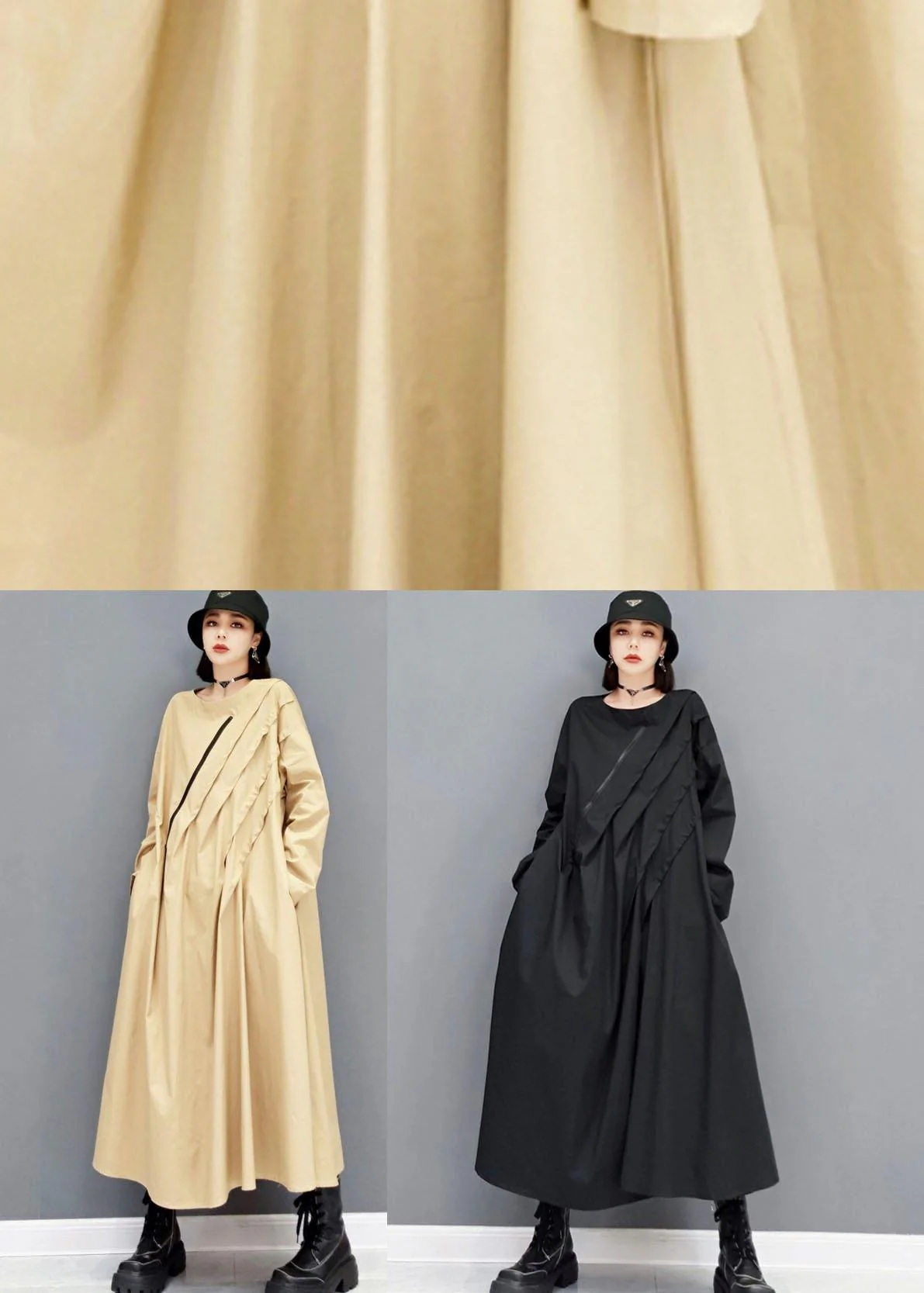 Elegant Black O-Neck Pockets Robe Dresses Fall Long Sleeve - Image 5