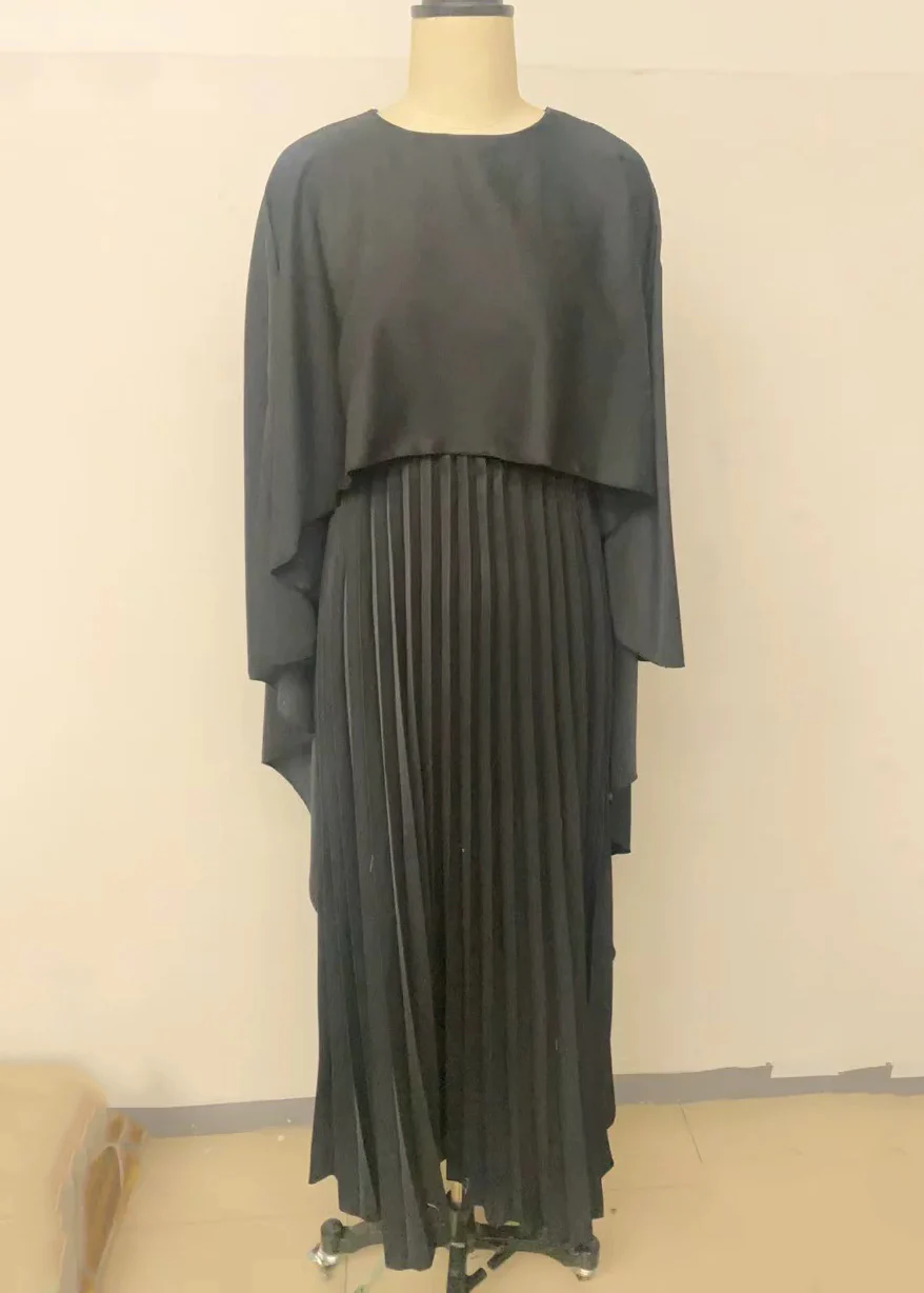 Elegant Black Patchwork Solid Maxi Dress Spring - Image 4