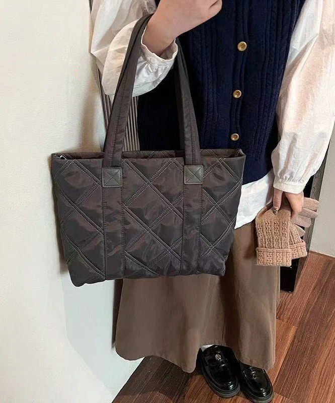 Elegant Black Plaid Solid Durable Nylon Shoulder Bags - Image 4