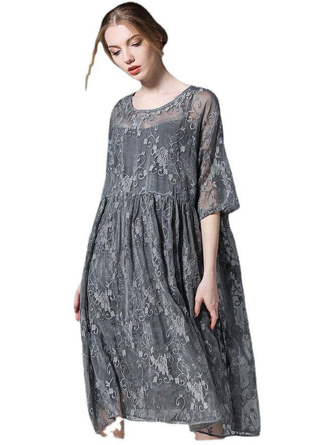 Elegant Black Wrinkled Hollow Out Summer Dress - Image 4