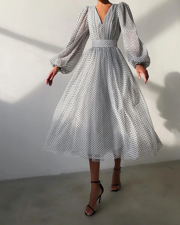 Elegant Dot Patchwork A Line Dresses - Image 4