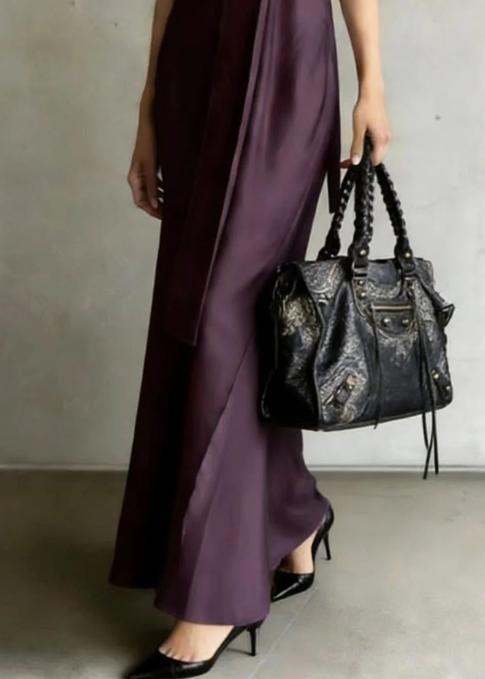 Elegant Dull Purple Cold Shoulder With Scarf Chiffon Robe Dresses Summer - Image 4
