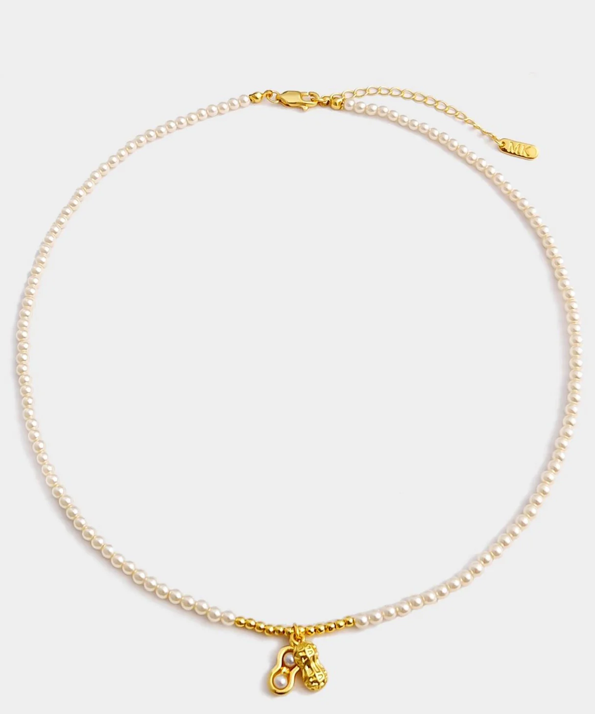 Elegant Gold Copper Overgild Pearl Peanut Pendant Necklace - Image 5
