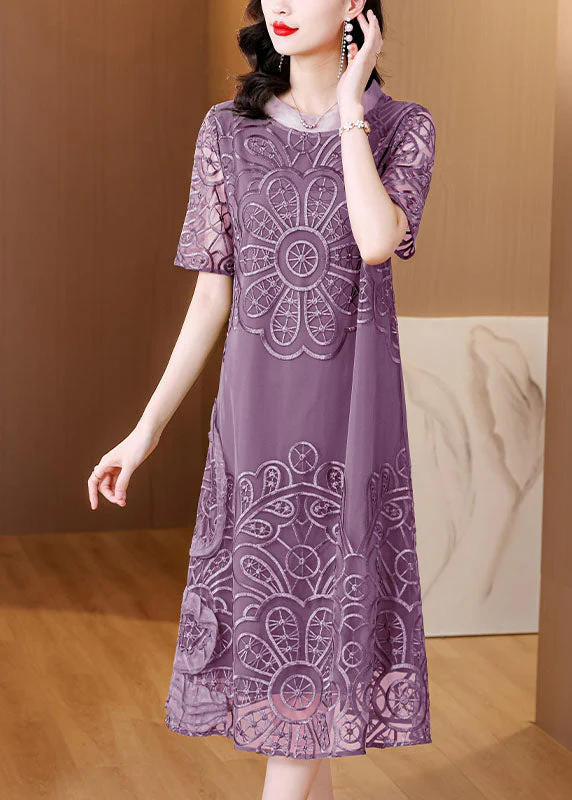 Elegant Green Embroidered Ruffled Tulle Long Dresses Short Sleeve - Image 4