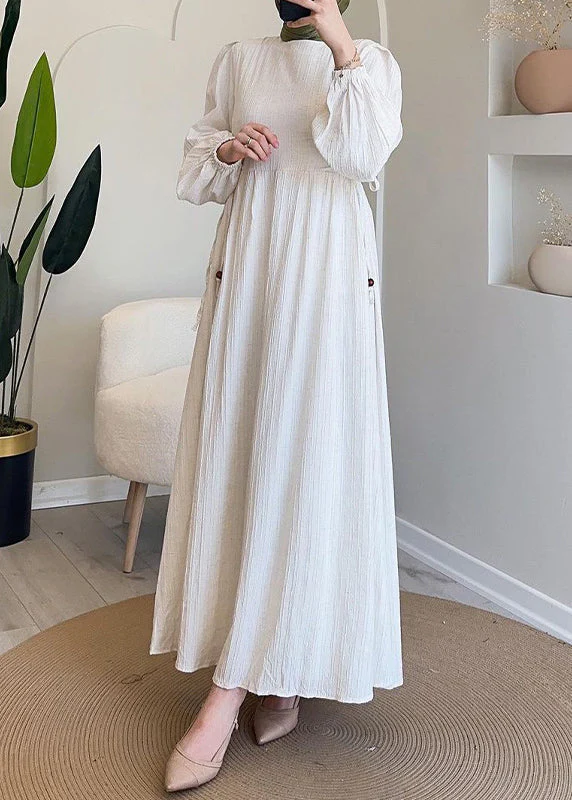 Elegant Green Wrinkled Lace Up Solid Long Dress Spring - Image 4