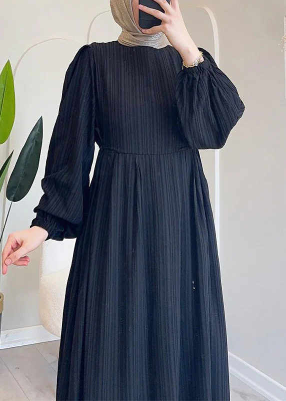 Elegant Green Wrinkled Lace Up Solid Long Dress Spring - Image 5
