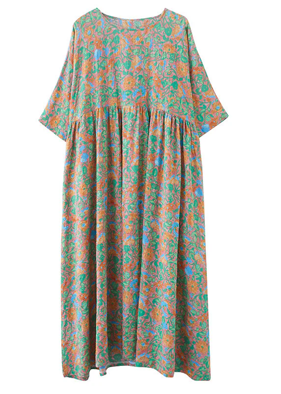Elegant Green Wrinkled Patchwork Holiday Long Dress Summer - Image 5