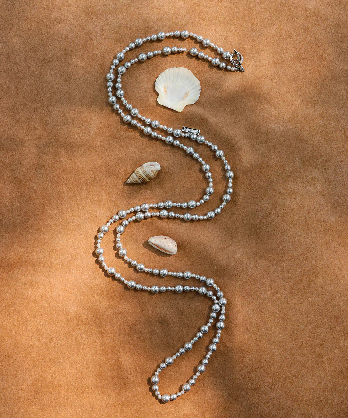 Elegant Grey Copper Overgild Pearl Beading Gratuated Bead Necklace - Image 5