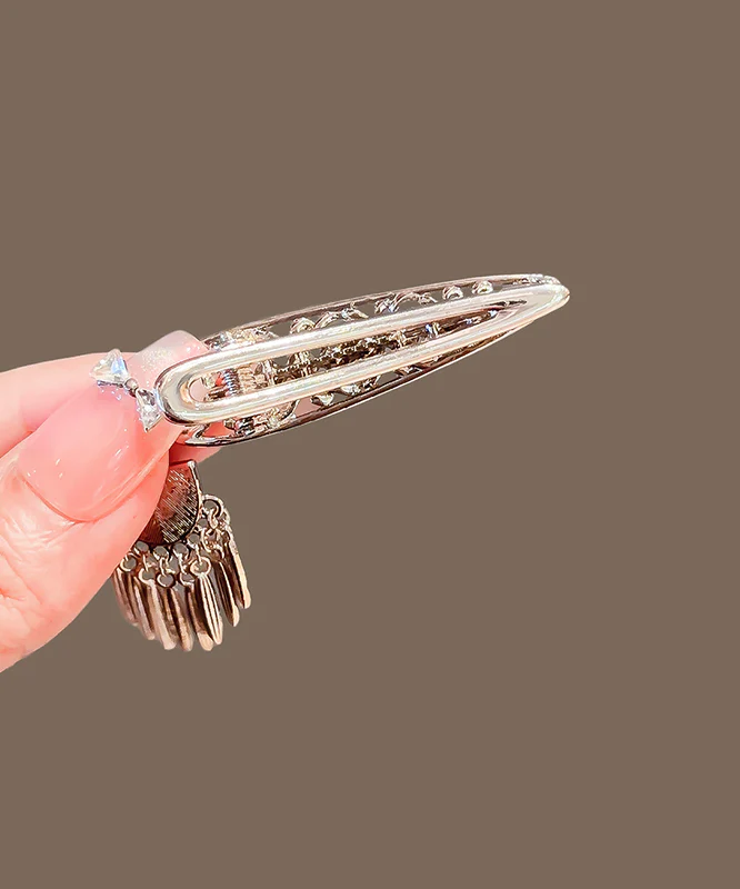 Elegant Metal Alloy Zircon Hollow Out Tassel Hairpin - Image 5