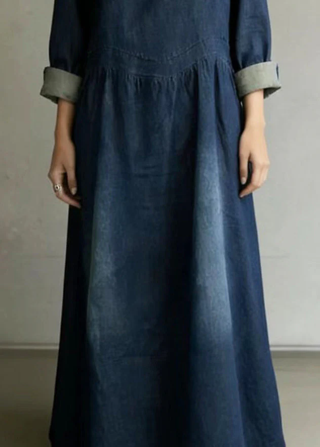 Elegant Navy Oversized Denim Ankle Dress Spring - Image 4