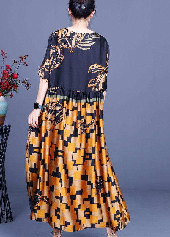 Elegant Navy Print Silk Tie Waist Mid Dress Summer - Image 4