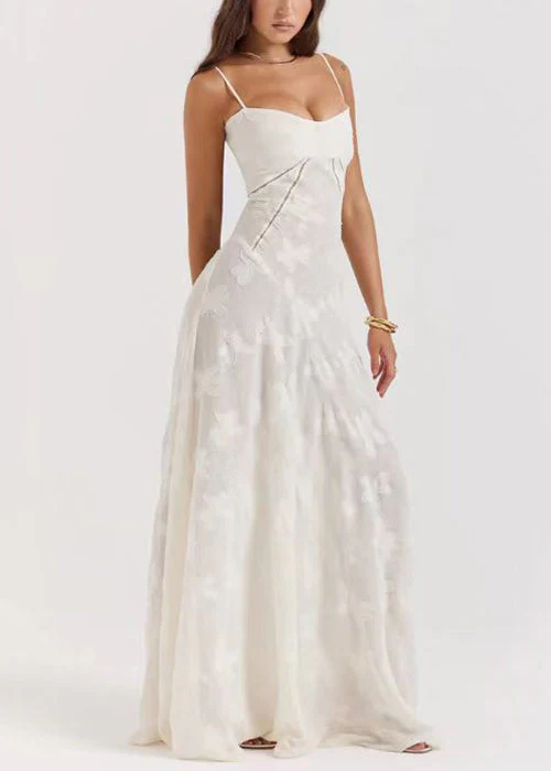 Elegant Pink Lace Up Lace Spaghetti Strap Dress Sleeveless - Image 2