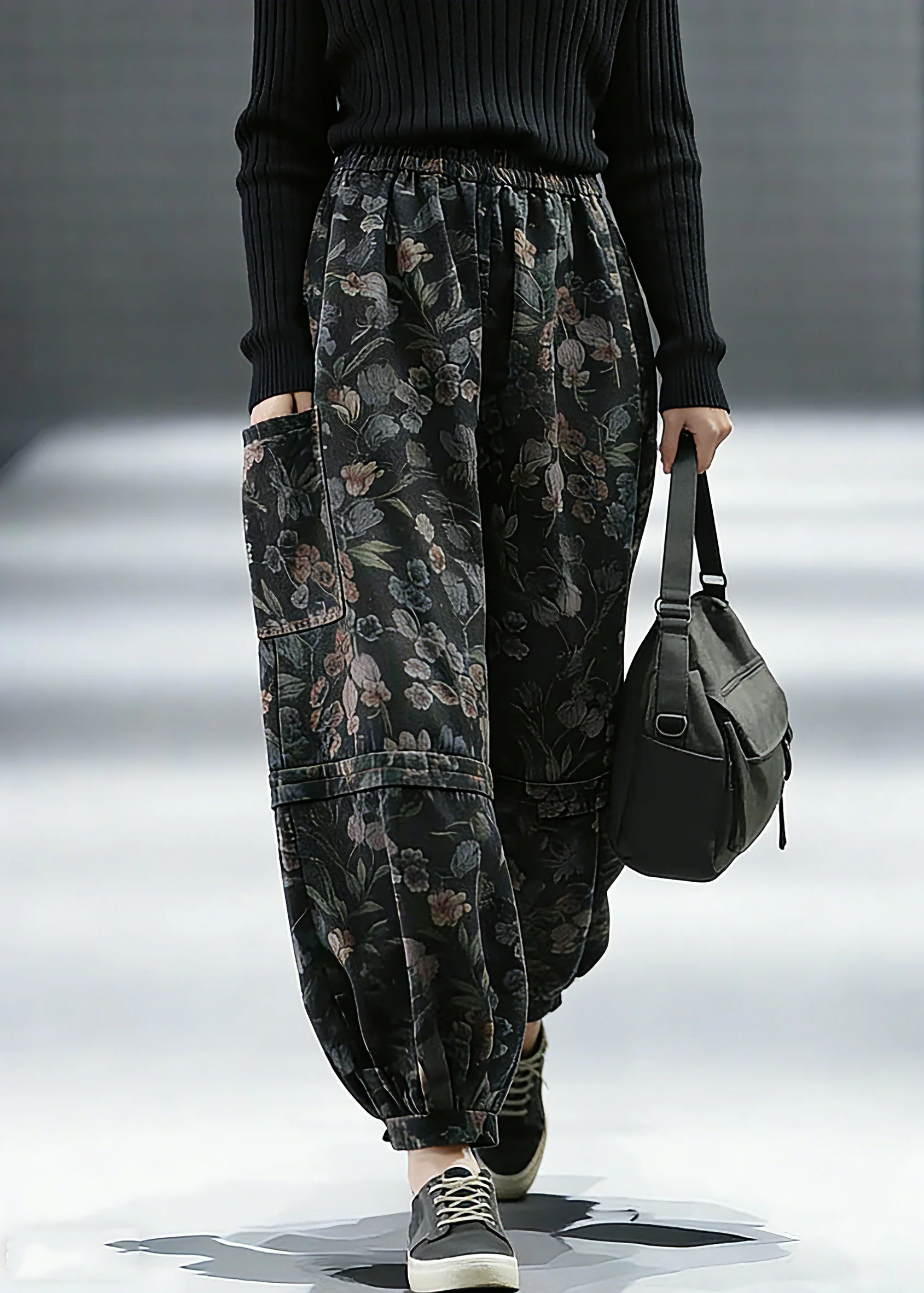 Elegant Print Denim Pants lantern Pants Cotton - Image 3