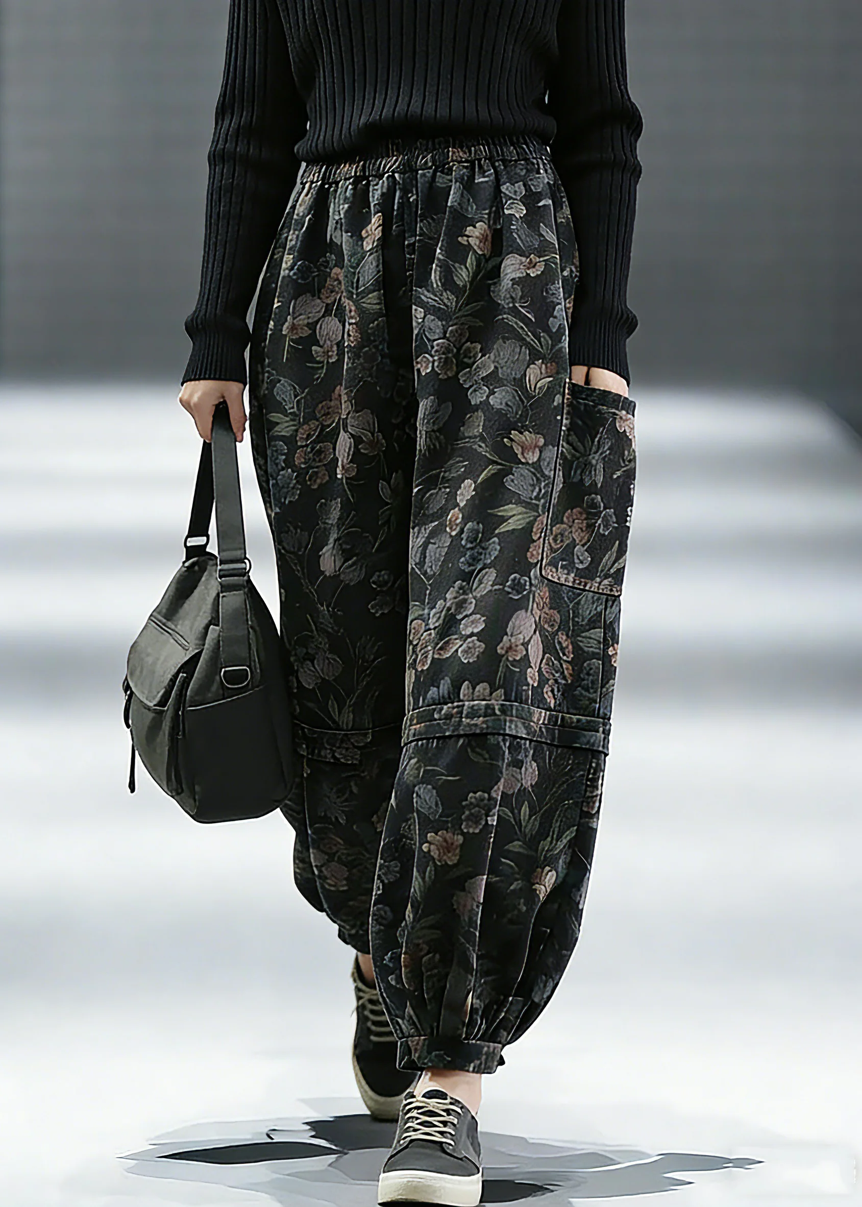 Elegant Print Denim Pants lantern Pants Cotton - Image 5