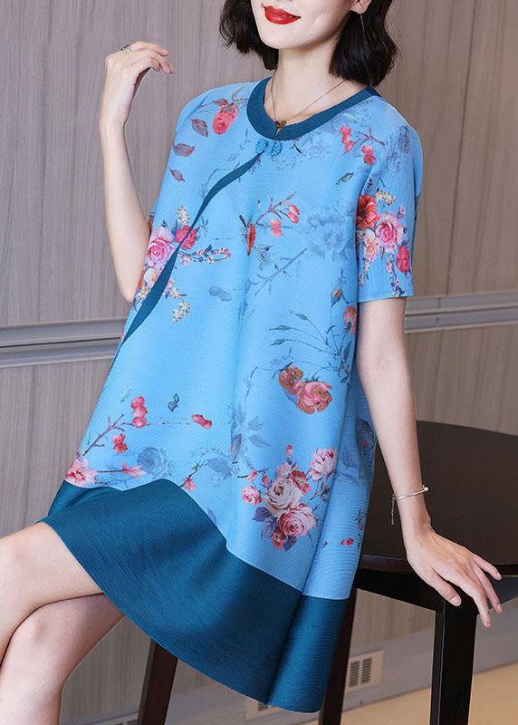 Elegant Purple Floral Oriental Mini Dress Summer Outfits - Image 2