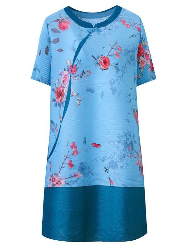 Elegant Purple Floral Oriental Mini Dress Summer Outfits - Image 5