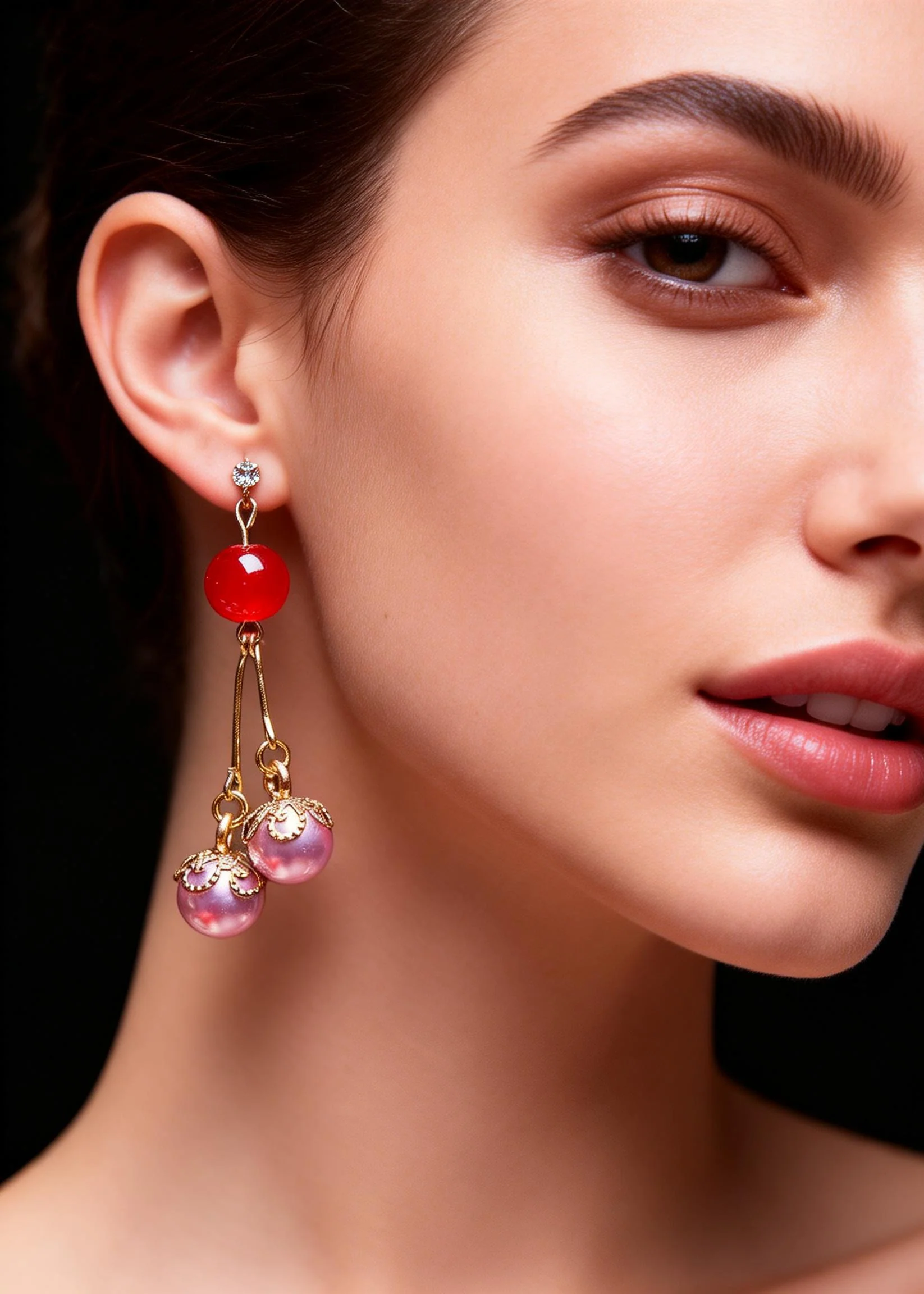 Elegant Purple Pearl Zircon Drop Earrings