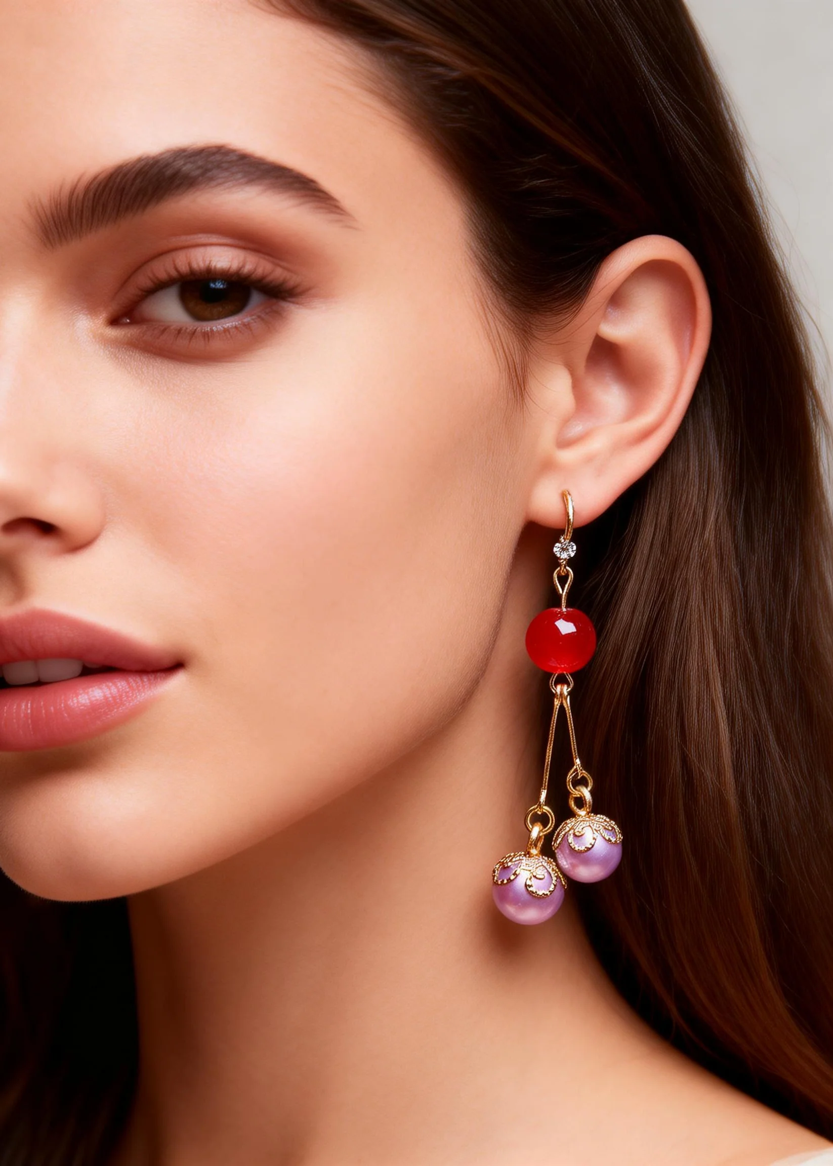 Elegant Purple Pearl Zircon Drop Earrings - Image 2