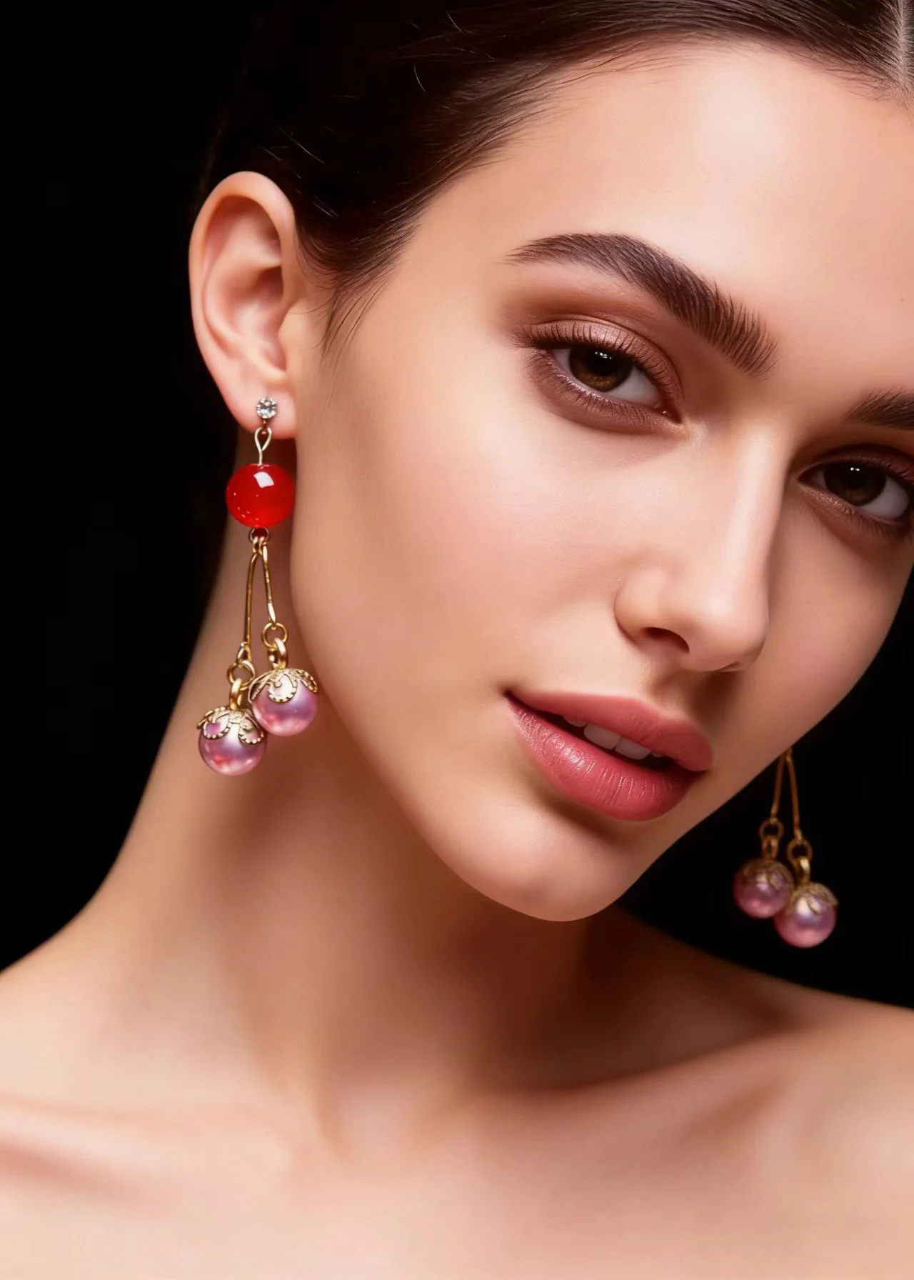 Elegant Purple Pearl Zircon Drop Earrings - Image 3