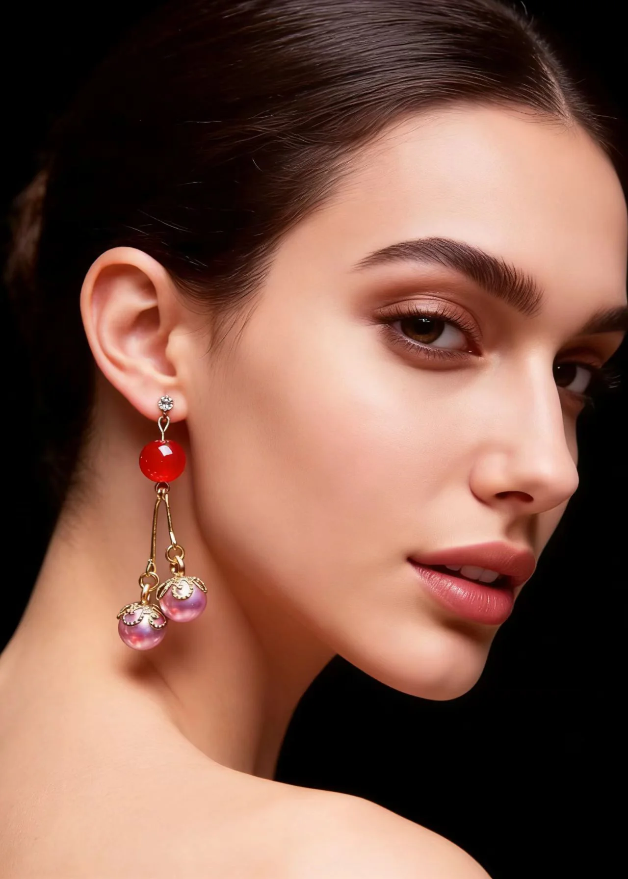 Elegant Purple Pearl Zircon Drop Earrings - Image 4