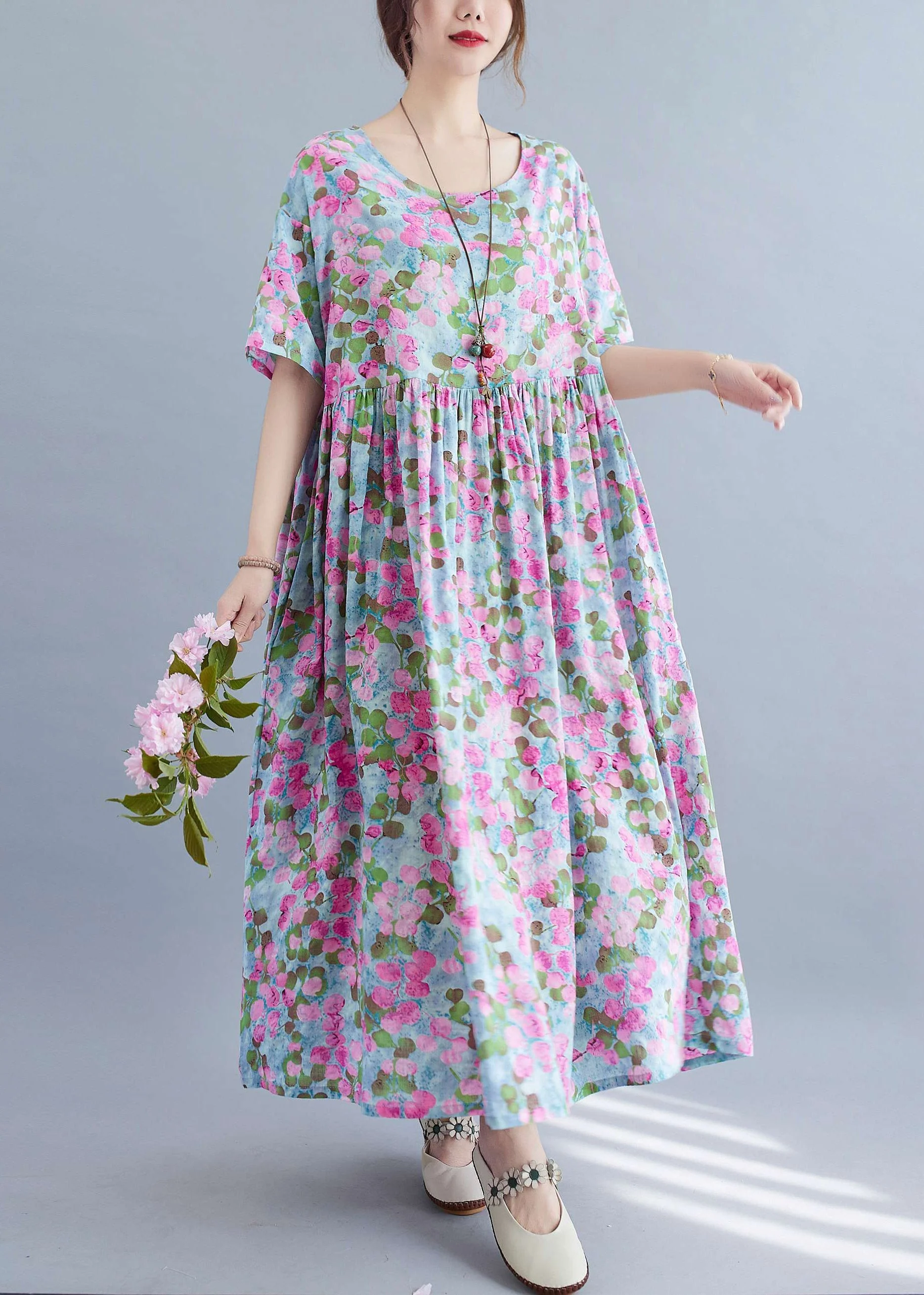 Elegant Purple Print Patchwork Holiday Long Dress Summer
