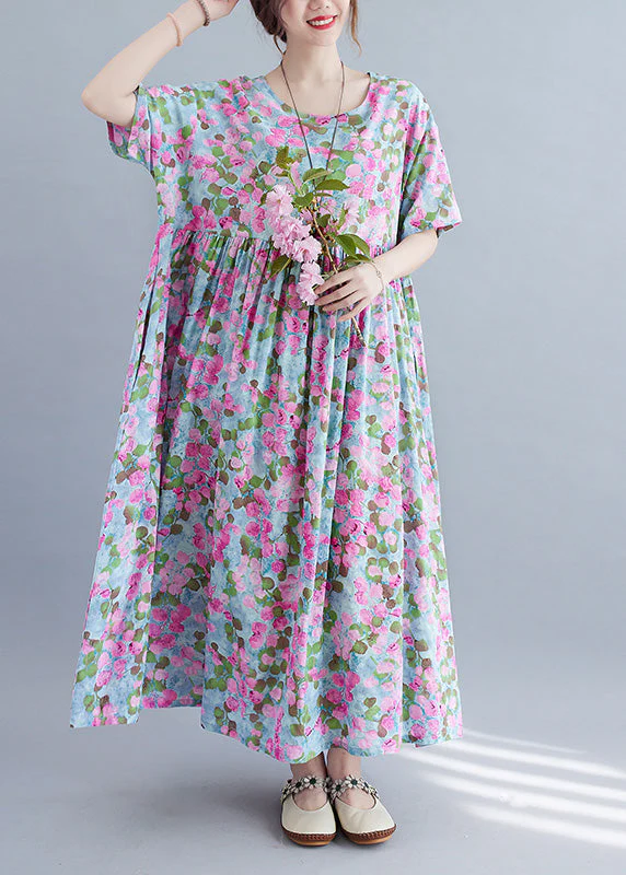Elegant Purple Print Patchwork Holiday Long Dress Summer - Image 2