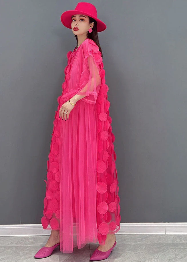 Elegant Red Asymmetrical Patchwork Tulle Long Dress Vestidos Summer - Image 3
