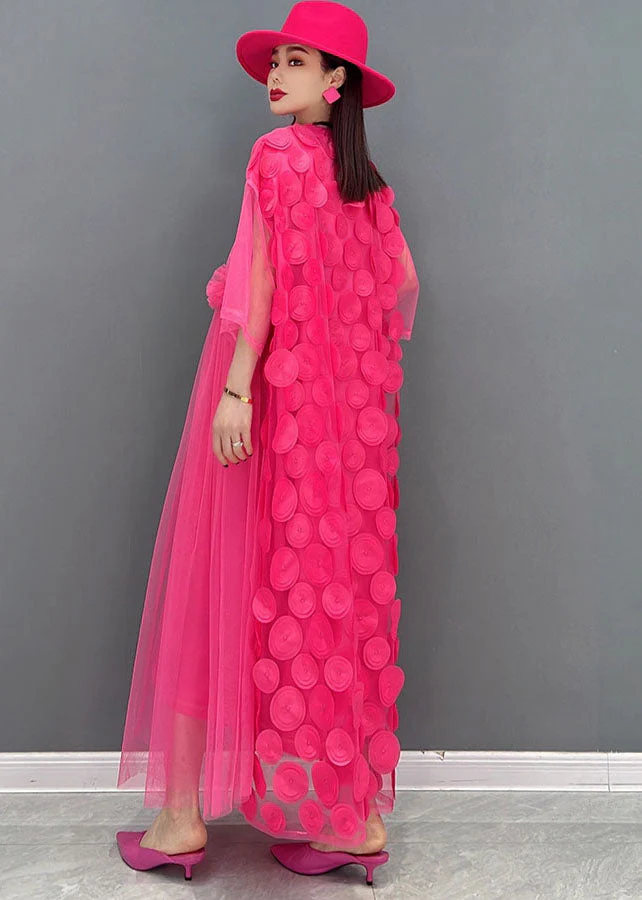 Elegant Red Asymmetrical Patchwork Tulle Long Dress Vestidos Summer - Image 4