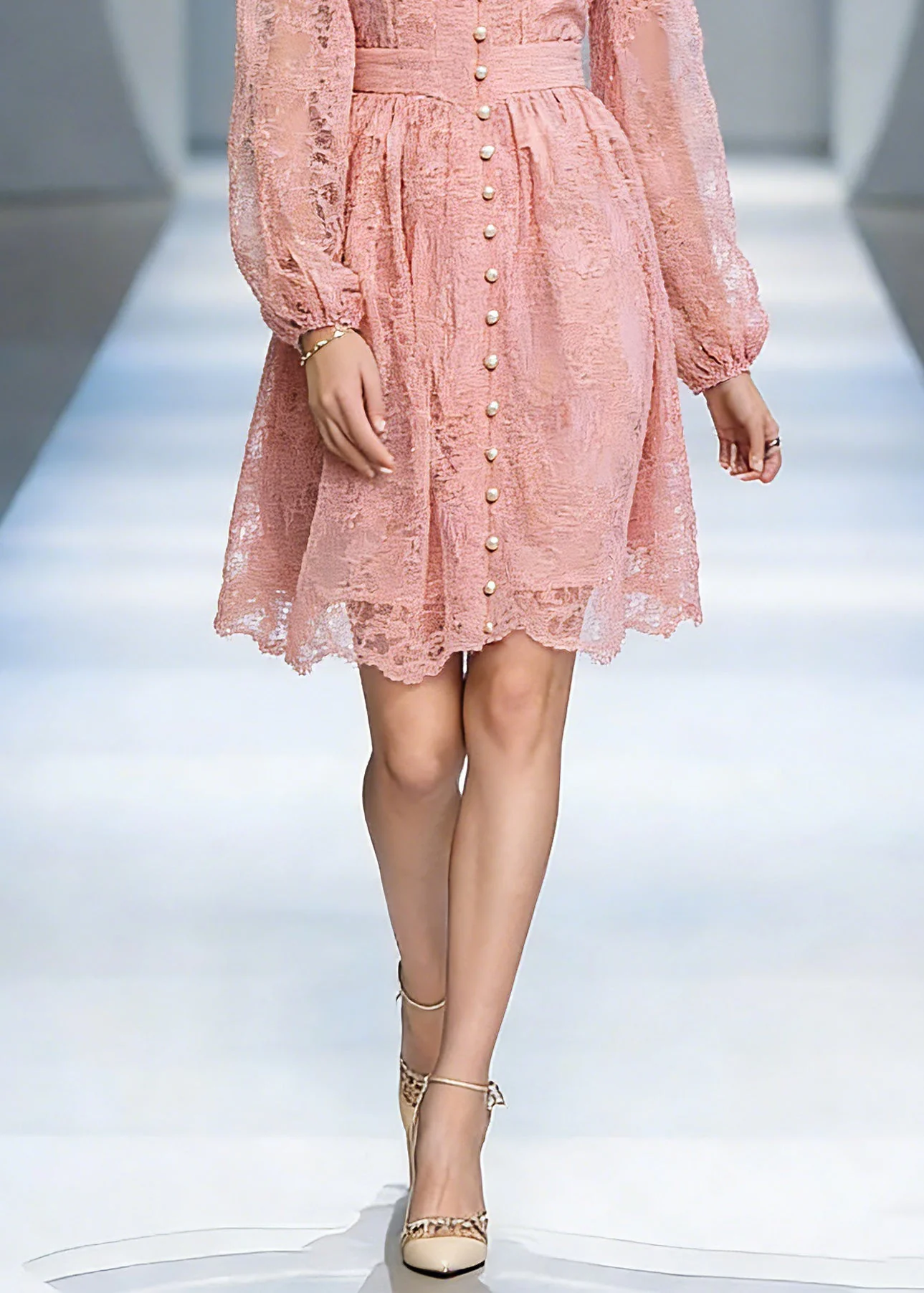 Elegant Red Stand Collar Tunic Tulle Mid Dress Lantern Sleeve - Image 4