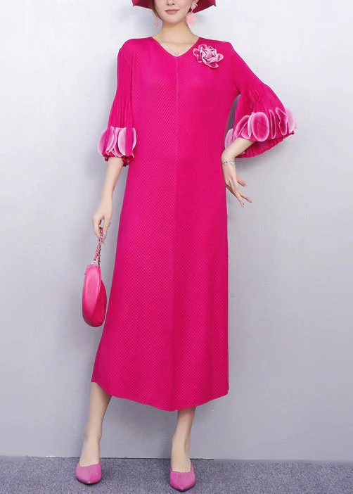 Elegant Romance Rose Dress Floral Accent Flutter Sleeves - Image 3