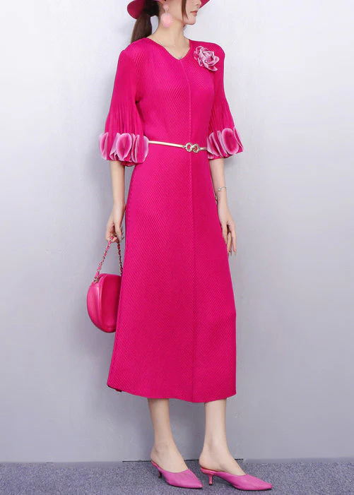 Elegant Romance Rose Dress Floral Accent Flutter Sleeves - Image 5