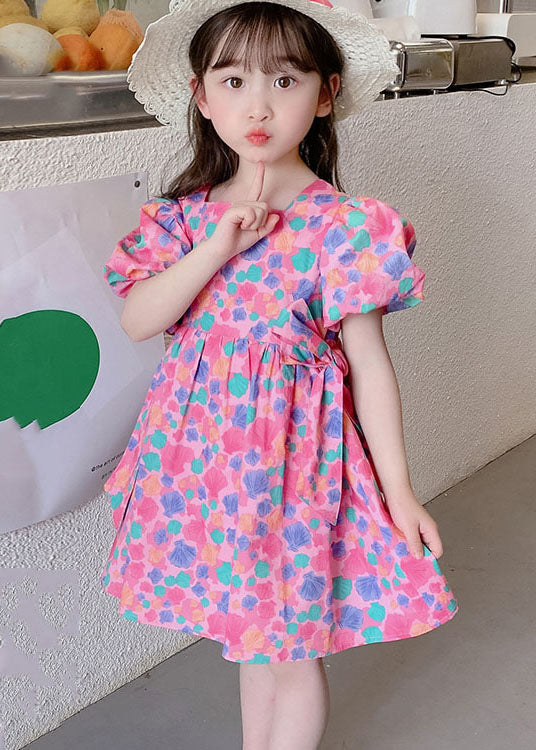 Elegant Rose Print Off The Back Patchwork Cotton Baby Girls Dress Summer - Image 2