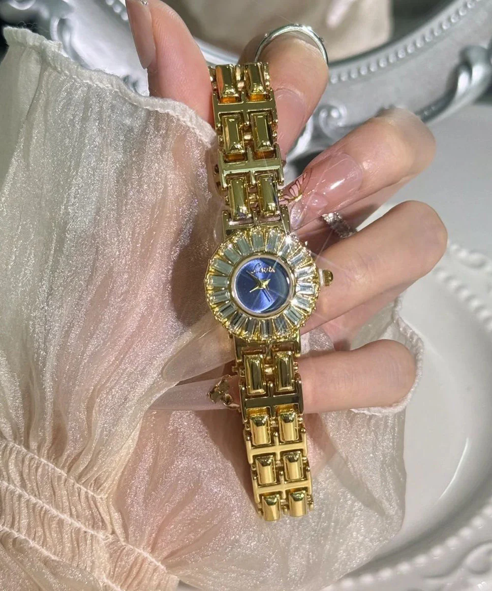 Elegant Royal Blue Stainless Steel Alloy Zircon Quartz Movement Watches - Image 2