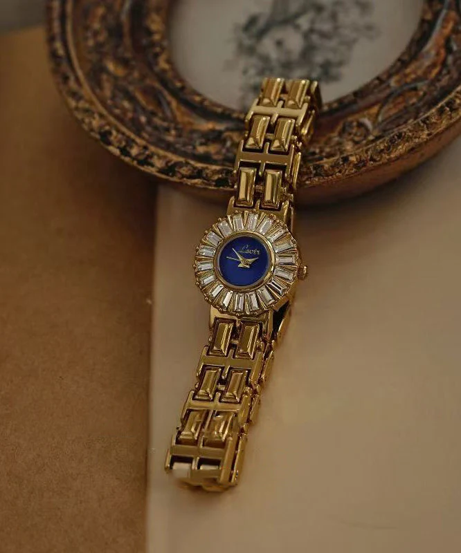 Elegant Royal Blue Stainless Steel Alloy Zircon Quartz Movement Watches - Image 3