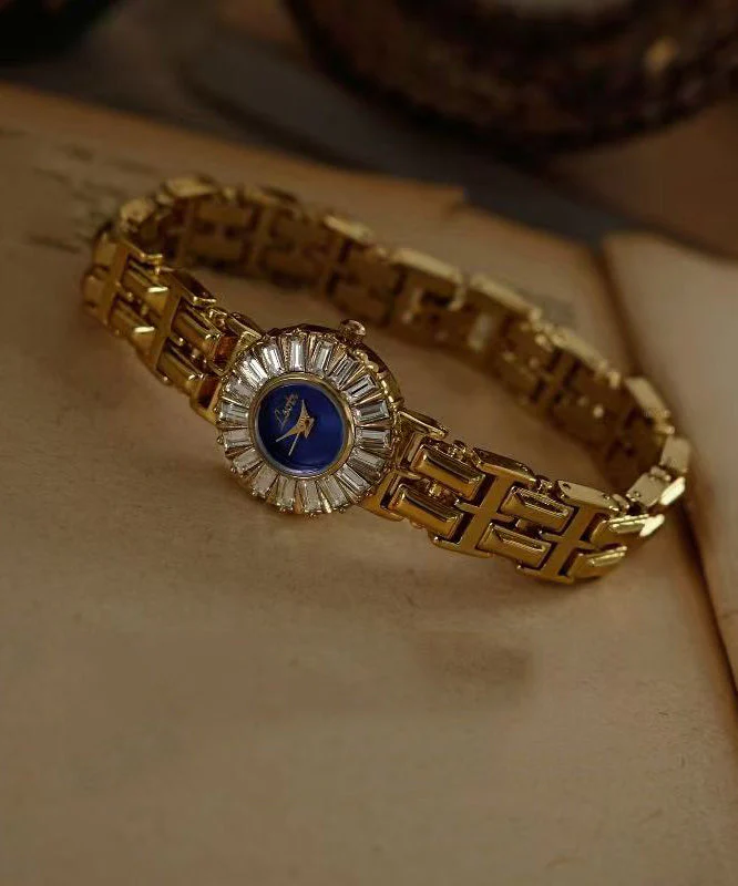 Elegant Royal Blue Stainless Steel Alloy Zircon Quartz Movement Watches - Image 4