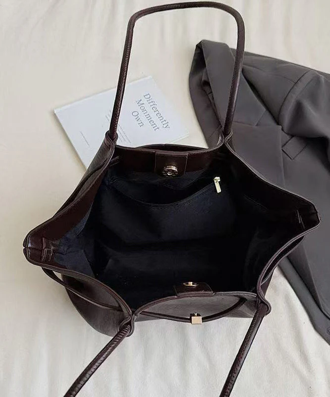 Elegant Solid Durable Large Capacity Faux Leather Shoulder Bags - Image 5
