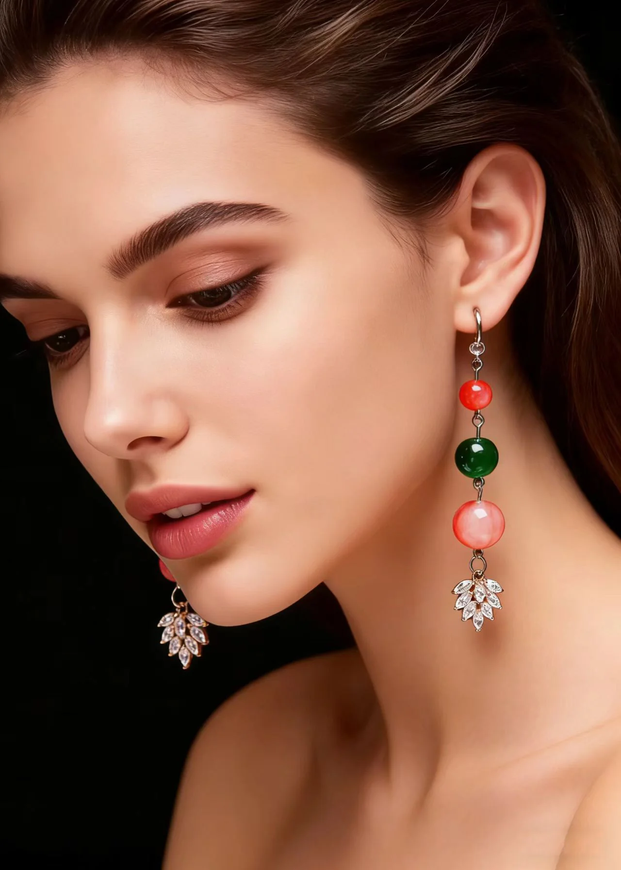 Elegant Turquoise Grape Shape Zircon Drop Earrings - Image 2